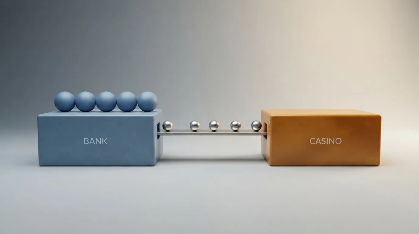 Schéma znázorňující tok údajů z banky do casina – co prochází a co zůstává v bance