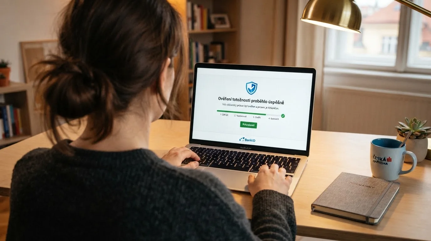 Obrazovka ověření totožnosti přes BankID při registraci do online casina v České republice — jeden ze čtyř povinných kroků